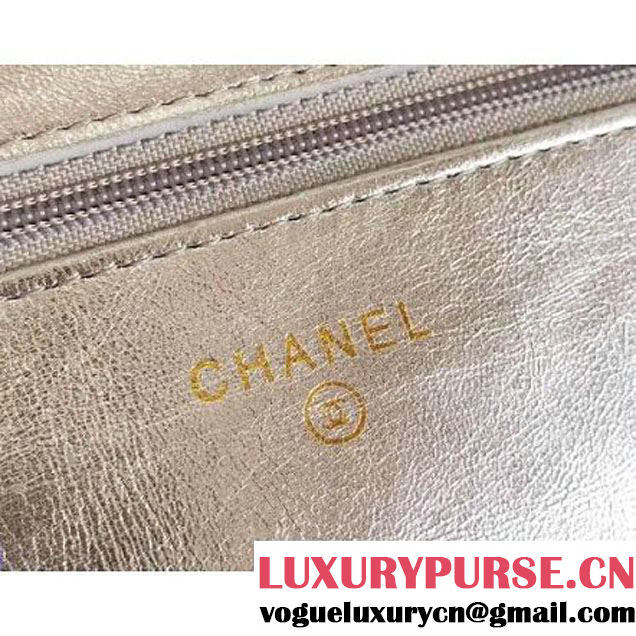 Chanel Crumpled Calfskin Gabrielle Wallet on Chain WOC Bag A84389 Silver 2017 (KN-7101018 )