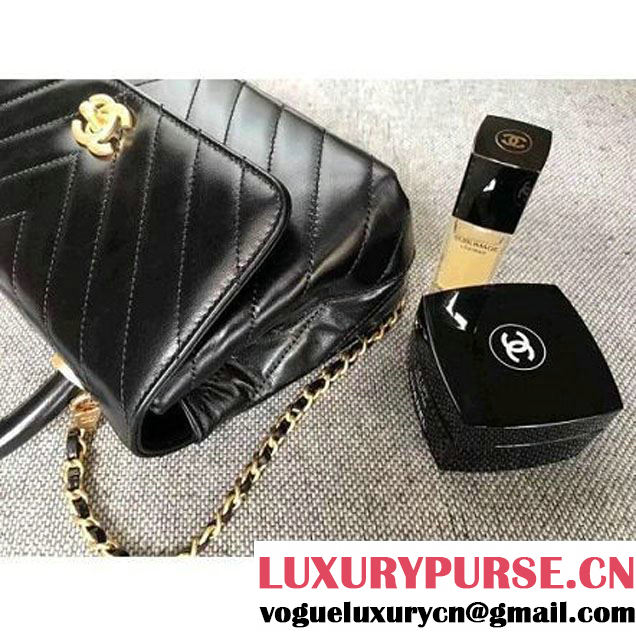 Chanel Chevron Coco Top Handle Mini Flap Bag A92990 Black 2017 (MK-7101426 )