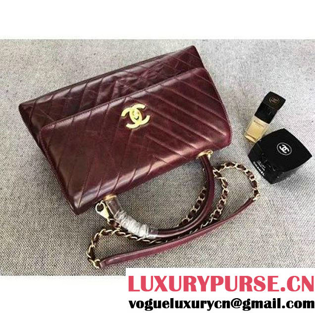 Chanel Chevron Coco Top Handle Mini Flap Bag A92990 Burgundy 2017 (MK-7101424 )