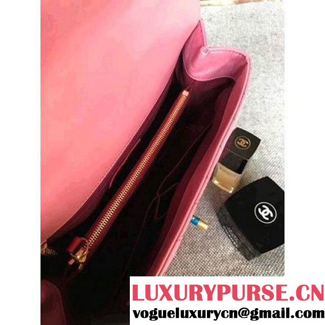 Chanel Chevron Coco Top Handle Medium Flap Bag Pink (MK-7101422 )