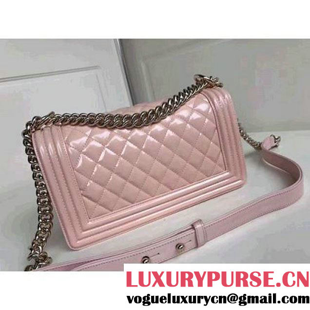 Chanel Pearl Pink Patent Calfskin Medium Boy Flap Bag 2017 (1a086-7090851 )