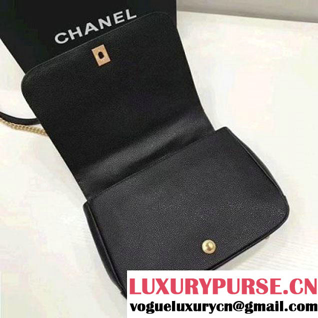 Chanel Grained Calfskin Carry Around Large Flap Bag A91905 Black 2017 (2A058-7101419 )