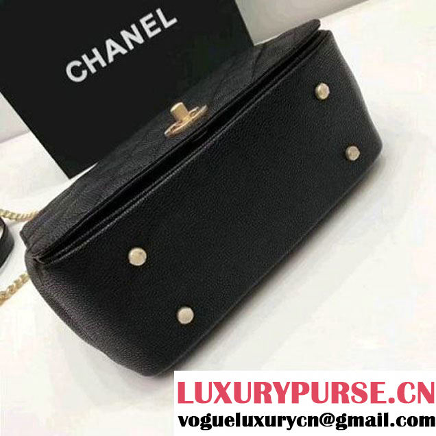 Chanel Grained Calfskin Carry Around Large Flap Bag A91905 Black 2017 (2A058-7101419 )