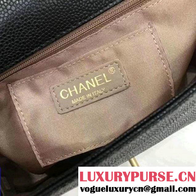 Chanel Grained Calfskin Carry Around Large Flap Bag A91905 Black 2017 (2A058-7101419 )