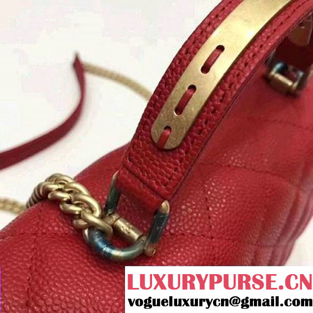 Chanel Grained Calfskin Carry Around Large Flap Bag A91905 Red 2017 (2A058-7101418 )