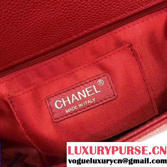 Chanel Grained Calfskin Carry Around Large Flap Bag A91905 Red 2017 (2A058-7101418 )