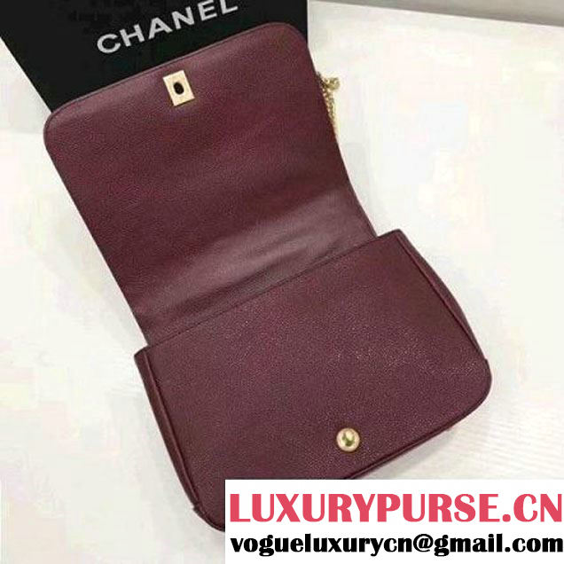 Chanel Grained Calfskin Carry Around Large Flap Bag A91905 Burgundy 2017 (2A058-7101417 )