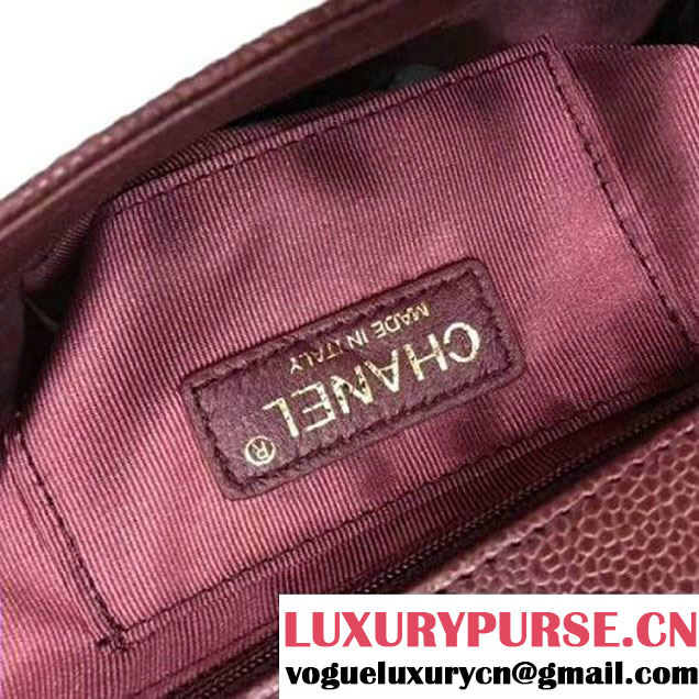 Chanel Grained Calfskin Carry Around Large Flap Bag A91905 Burgundy 2017 (2A058-7101417 )