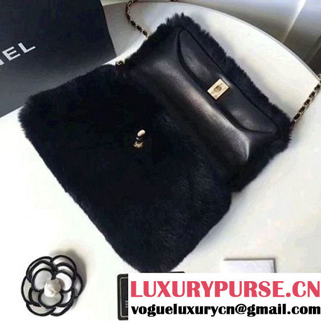 Chanel Orylag & Lambskin Flap Bag Black 2017 (2A058-7101408 )