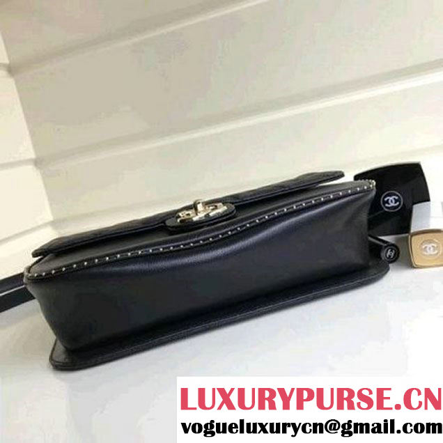 Chanel Calfskin/Grained Calfskin Medium Flap Bag with Metal Beads 2017 (1A111-7101025 )