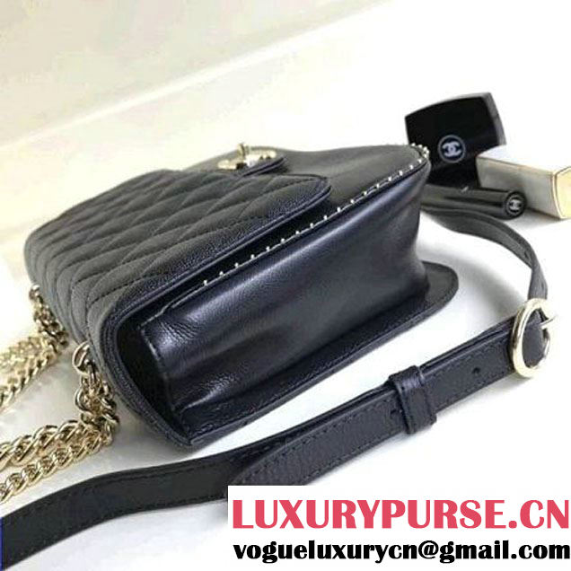 Chanel Calfskin/Grained Calfskin Medium Flap Bag with Metal Beads 2017 (1A111-7101025 )