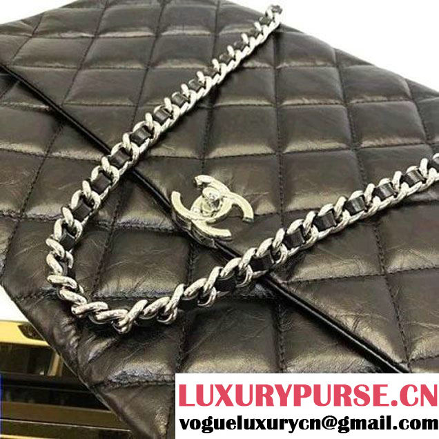 Chanel Crinkled Calfskin Flap Bag A91975 Black 2017 (AV-7101017 )