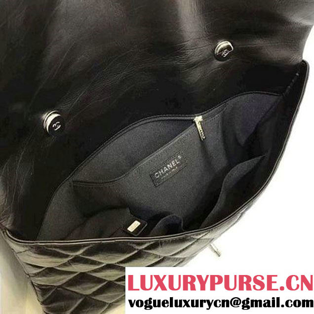 Chanel Crinkled Calfskin Flap Bag A91975 Black 2017 (AV-7101017 )