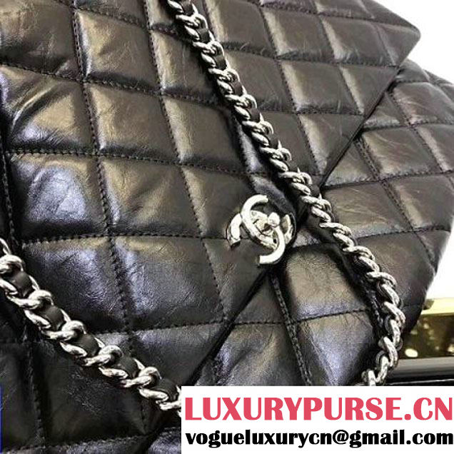 Chanel Crinkled Calfskin Flap Bag A91975 Black 2017 (AV-7101017 )