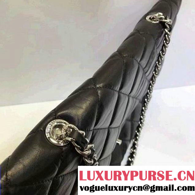 Chanel Crinkled Calfskin Flap Bag A91975 Black 2017 (AV-7101017 )