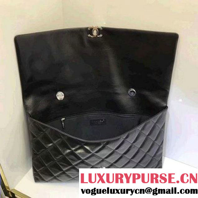 Chanel Crinkled Calfskin Flap Bag A91975 Black 2017 (AV-7101017 )