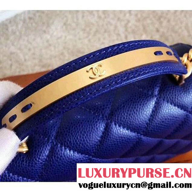 Chanel Grained Calskin Carry Around Flap Bag Royal Blue 2017 (KN-7091329 )