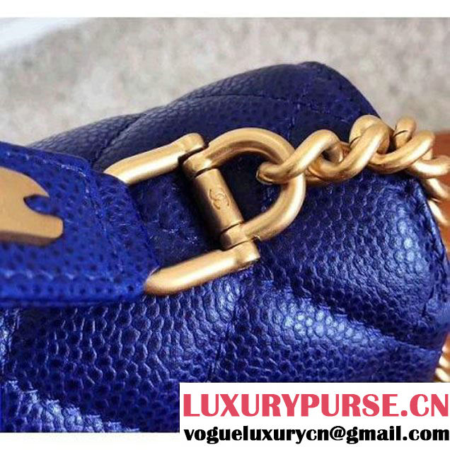 Chanel Grained Calskin Carry Around Flap Bag Royal Blue 2017 (KN-7091329 )