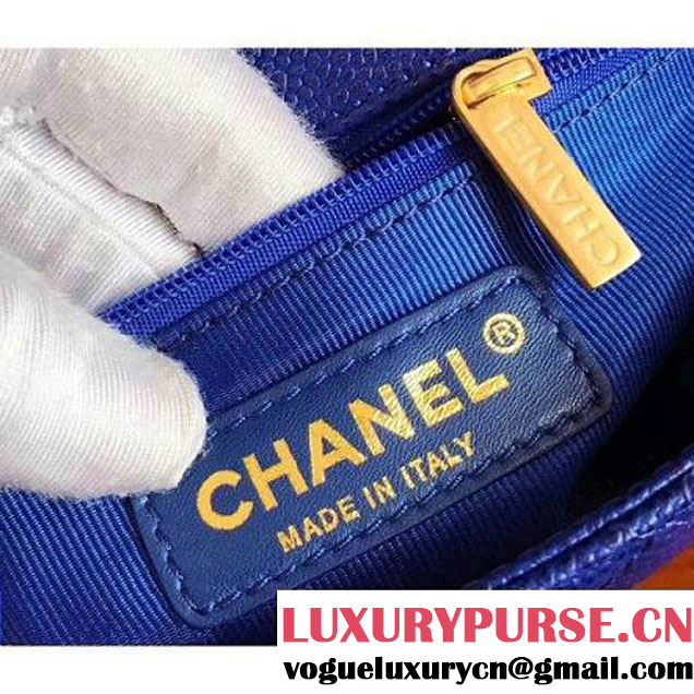 Chanel Grained Calskin Carry Around Flap Bag Royal Blue 2017 (KN-7091329 )