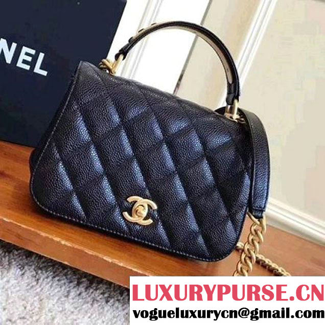 Chanel Grained Calskin Carry Around Flap Bag Black 2017 (KN-7091328 )