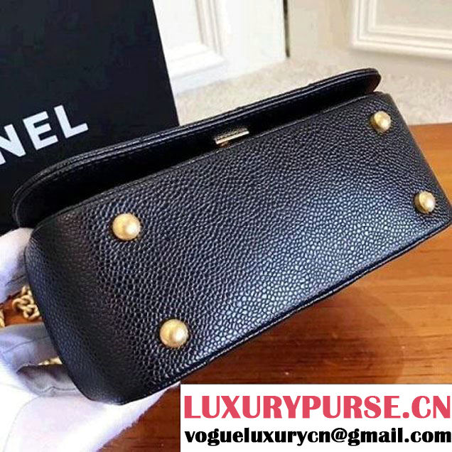 Chanel Grained Calskin Carry Around Flap Bag Black 2017 (KN-7091328 )