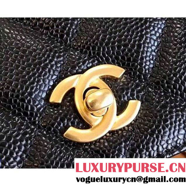 Chanel Grained Calskin Carry Around Flap Bag Black 2017 (KN-7091328 )