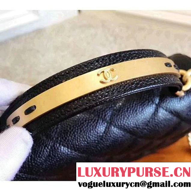 Chanel Grained Calskin Carry Around Flap Bag Black 2017 (KN-7091328 )