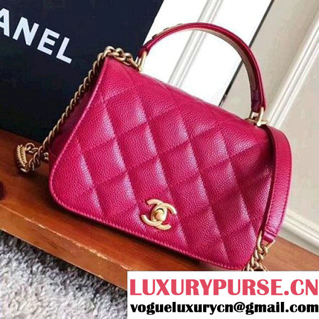 Chanel Grained Calskin Carry Around Flap Bag Rosy 2017 (KN-7091327 )