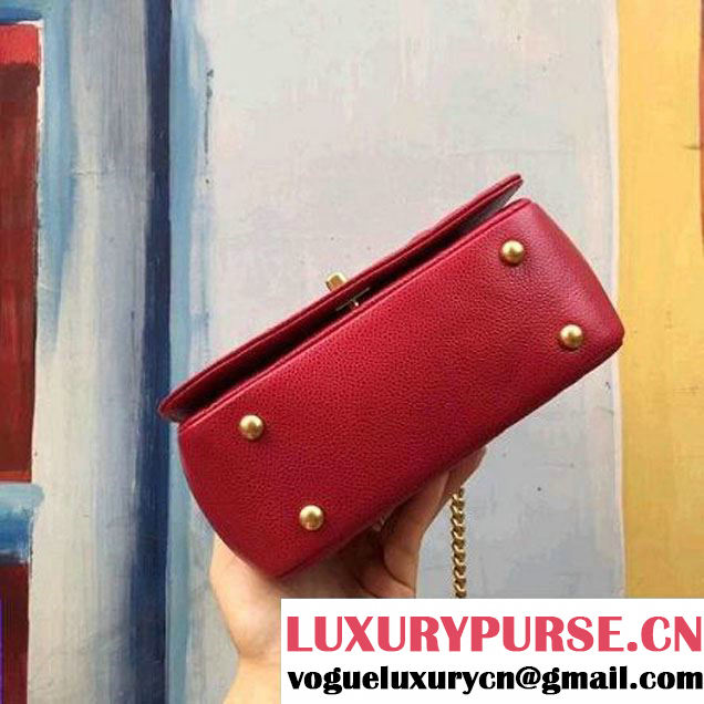 Chanel Grained Calskin Carry Around Flap Bag Red 2017 (2A143-7091326 )