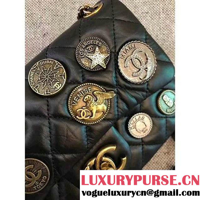 Chanel Aged Calfskin Badge Charm Small Classic Flap Bag 2017 (MK-7091325 )