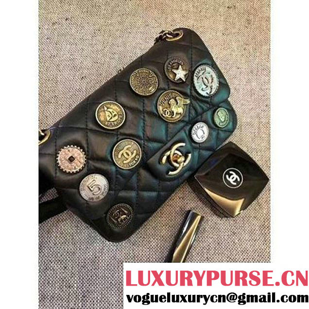 Chanel Aged Calfskin Badge Charm Small Classic Flap Bag 2017 (MK-7091325 )