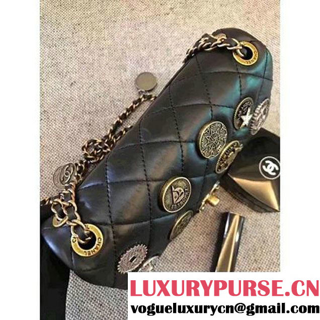 Chanel Aged Calfskin Badge Charm Small Classic Flap Bag 2017 (MK-7091325 )