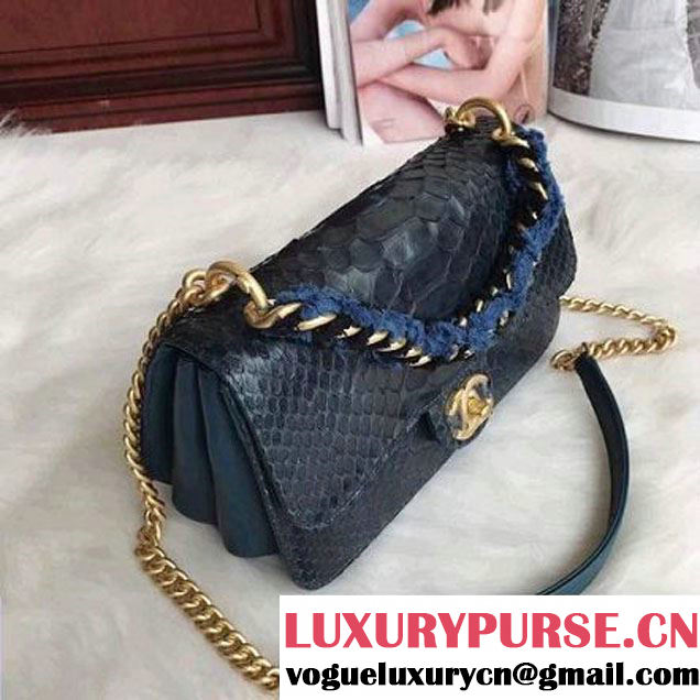 Chanel Python/Lambskin Mini Flap Bag with Chain/Tweed Handle A91863 Green 2017 (AV-7091309 )