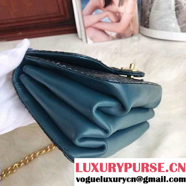 Chanel Python/Lambskin Mini Flap Bag with Chain/Tweed Handle A91863 Green 2017 (AV-7091309 )