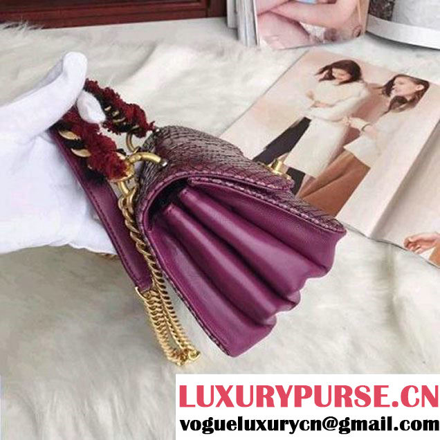 Chanel Python/Lambskin Mini Flap Bag with Chain/Tweed Handle A91863 Fuchsia 2017 (AV-7091307 )
