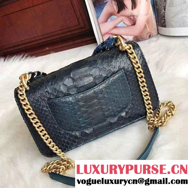 Chanel Python/Lambskin Small Flap Bag with Chain/Tweed Handle Green 2017 (AV-7091305 )