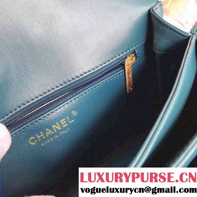 Chanel Python/Lambskin Small Flap Bag with Chain/Tweed Handle Green 2017 (AV-7091305 )