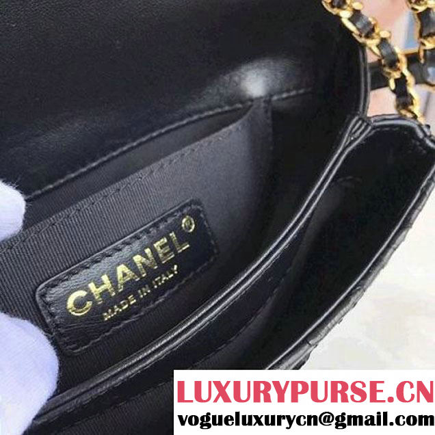 Chanel Python Leather CC Unchained Flap Bag A91802 Black 2017 (AV-7091301 )