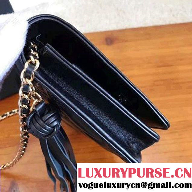 Chanel Fringe Lambskin Quliting Wallet on Chain WOC Bag A82705 Navy Blue 2017 (KN-7102612 )