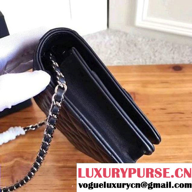 Chanel Bow and Camellia Wallet on Chain WOC Bag Black 2017 (KN-7102611 )