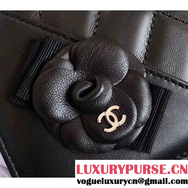 Chanel Bow and Camellia Wallet on Chain WOC Bag Black 2017 (KN-7102611 )