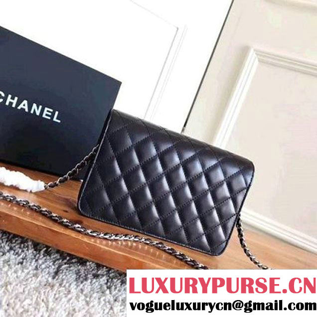 Chanel Bow and Camellia Wallet on Chain WOC Bag Black 2017 (KN-7102611 )