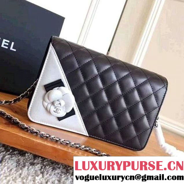 Chanel Bow and Camellia Wallet on Chain WOC Bag Black/Silver 2017 (KN-7102609 )