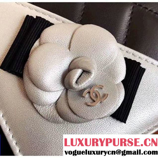 Chanel Bow and Camellia Wallet on Chain WOC Bag Black/Silver 2017 (KN-7102609 )