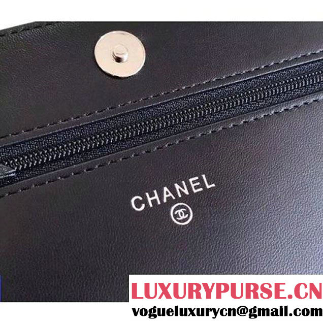 Chanel Bow and Camellia Wallet on Chain WOC Bag Black/Silver 2017 (KN-7102609 )