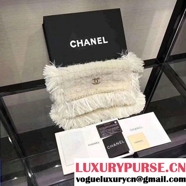 Chanel Fringe Tweed Clutch Small Bag A91824 White 2017 (KN-7102631 )