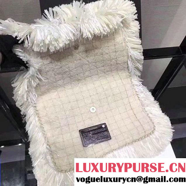 Chanel Fringe Tweed Clutch Bag A91824 White 2017 (KN-7102630 )