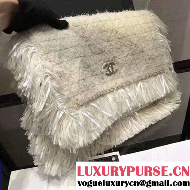 Chanel Fringe Tweed Clutch Bag A91824 White 2017 (KN-7102630 )