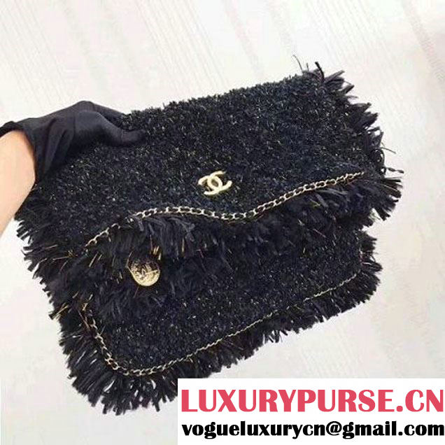 Chanel Fringe Tweed Clutch Bag A91824 Black 2017 (KN-7102629 )