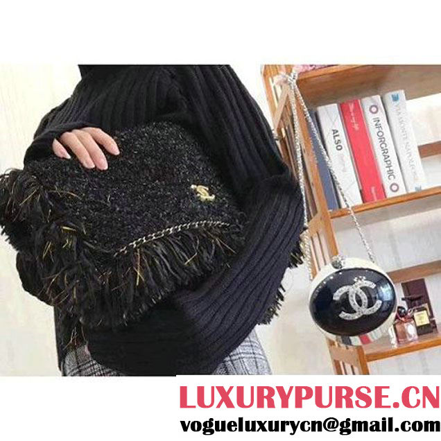 Chanel Fringe Tweed Clutch Bag A91824 Black 2017 (KN-7102629 )
